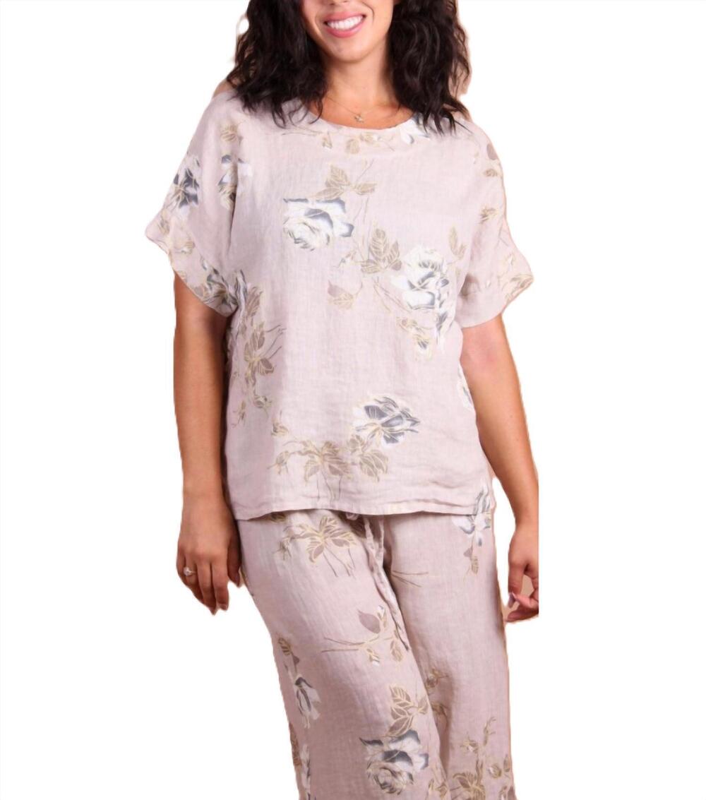 NEW GIGI MODA sanremo high-low short sleeve top in sand